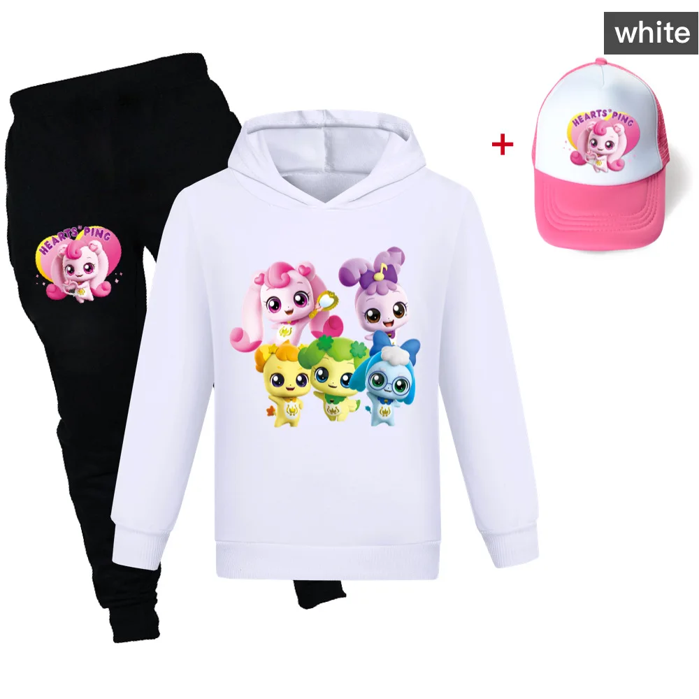New Fashion Boys Girls Clothes Spring Autumn Kids Heart's ping Sweater,Pants and hat 3pcs Set Children's Clothing Suit 2-16year