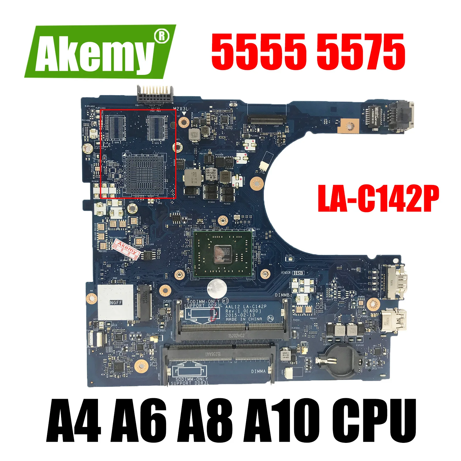

FOR dell INSPIRON 5555 5455 5755 Laptop Motherboard AAL12 LA-C142P CN-09J3FV 0799KM Mainboard w/ A4 A6 A8 A10 cpu DIS or UMA