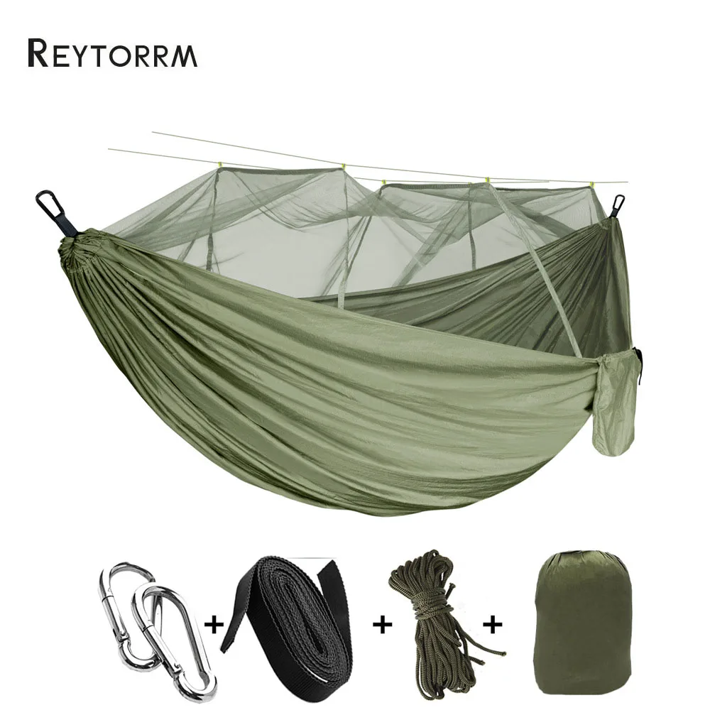 

1-2 Person Portable Outdoor Camping Hammock With Mosquito Net High Strength Parachute Fabric Hanging Bed Hunting Sleeping Swing