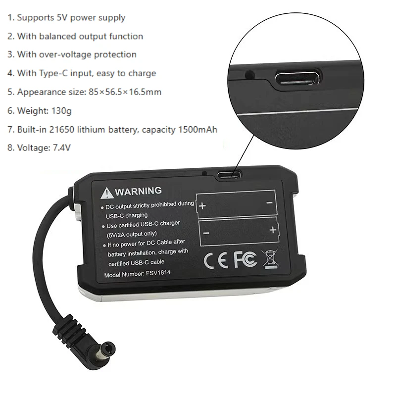 Фото Кейс для зарядки аккумуляторов Gen 2 Fatshark 7.4V 18650 (литиевые элементы) для FPV-очков Walksnail HDZERO, блок питания DC №3