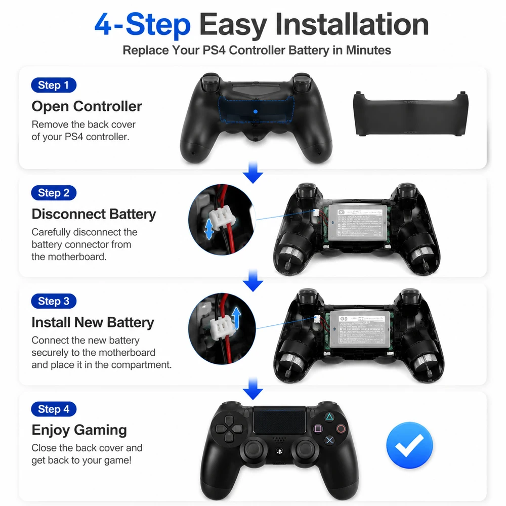 Фото Аккумулятор Lip1522 2000 мАч для геймпада PS4 Pro/PS4 Slim Dualshock 4 (без батареи для геймпада) №4