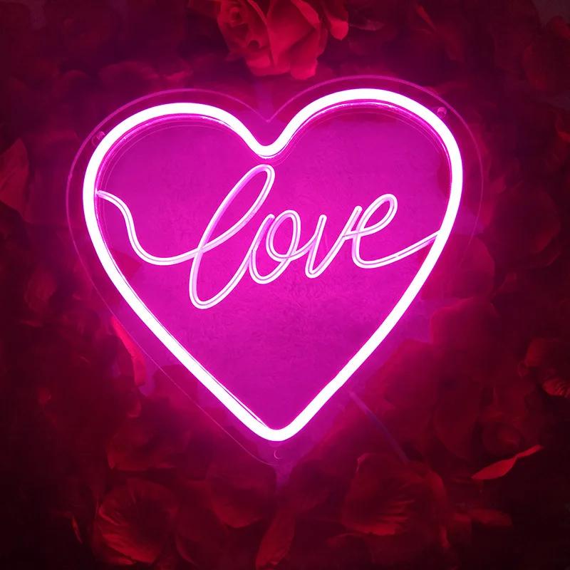 

Heart Love Relax Neon Sign Wall Hanging Light for Wedding Bedroom Home Party USB Powered Valentine's Day Christmas Gift Decor