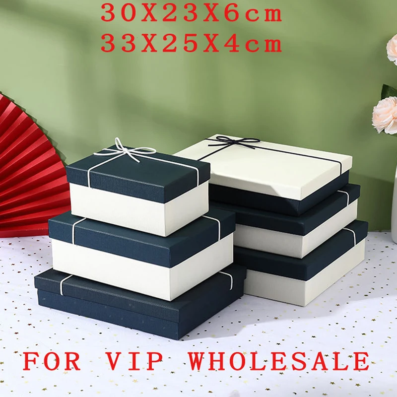 

30X23X6cm 33X25X4cm 20pcs vip wholesale bow large cosmetic gift boxes customized logo packaging candy