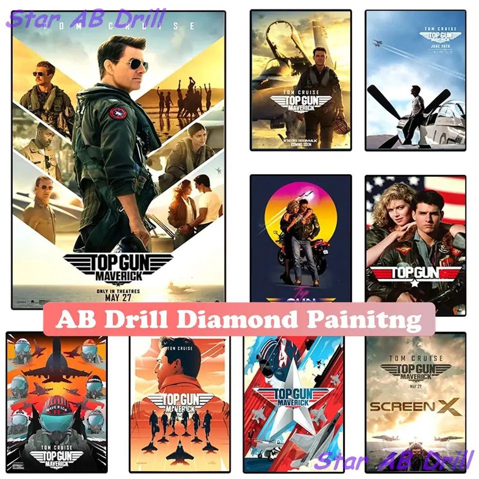 

Top Gun 2022 5D Diamond Painting Kit New AB Drill Movie Retro Poster American Action Film Embroidery Art Cross Stitch Home Decor