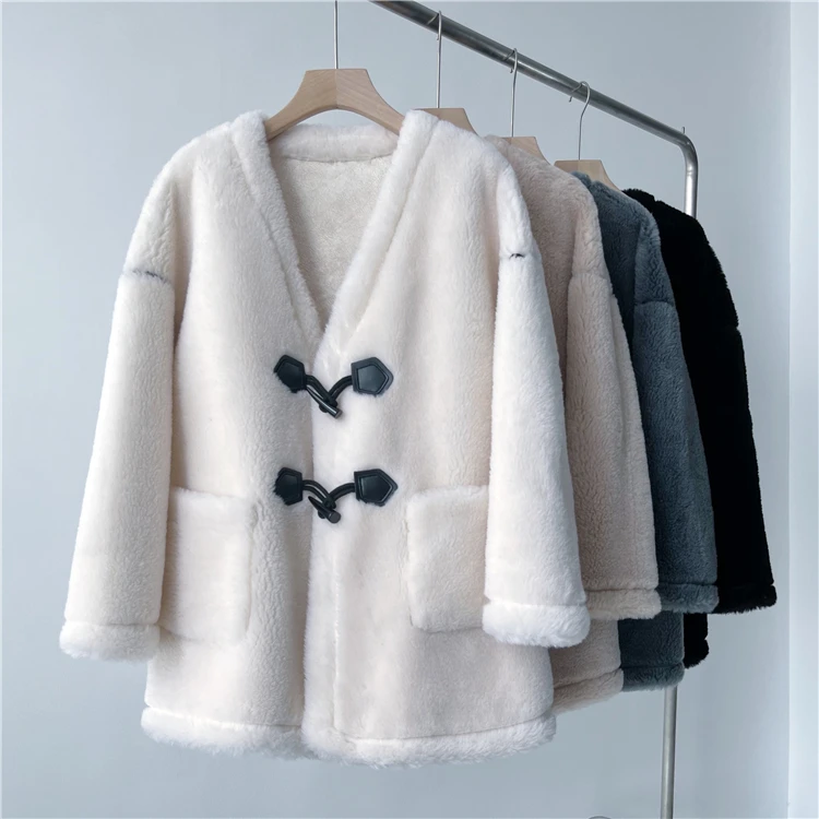 2023 Winter New Fashion Real Fur Coat Women's Fashion Lamb Fur Coats Luxury New Style Sheep Shearing Fur Solid Coats D95