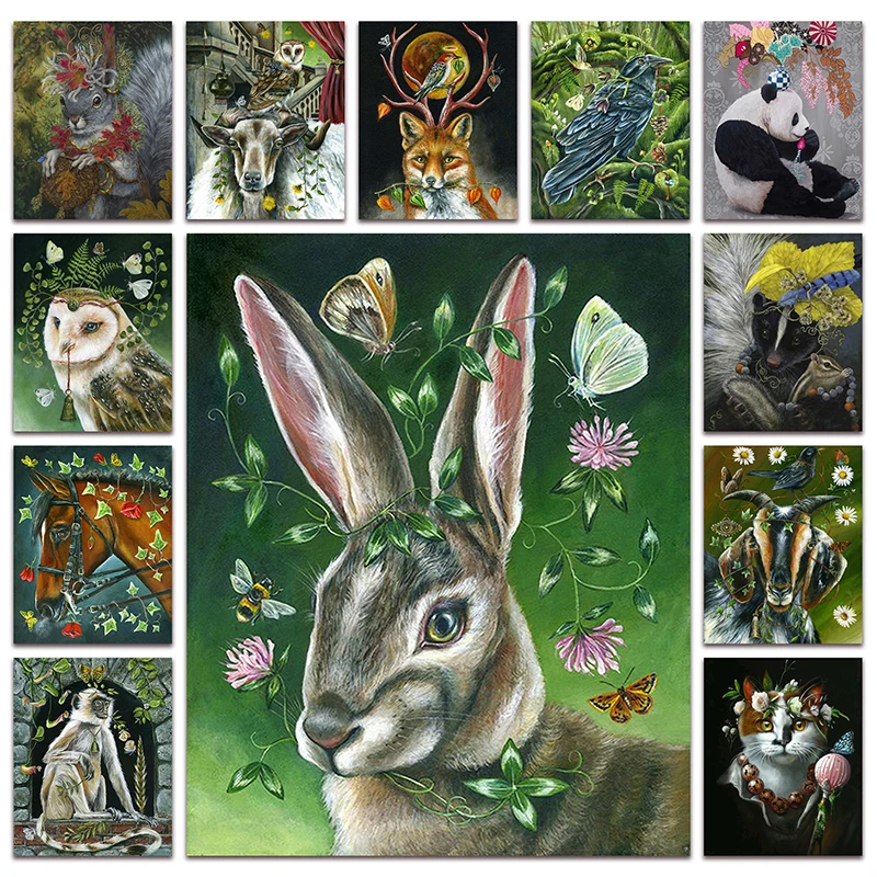 

Diamond painting Animals bunny panda owl Full Diamond embroidery Cross stitch horse cat DIY Diamond mosaic colorful squirrel fox
