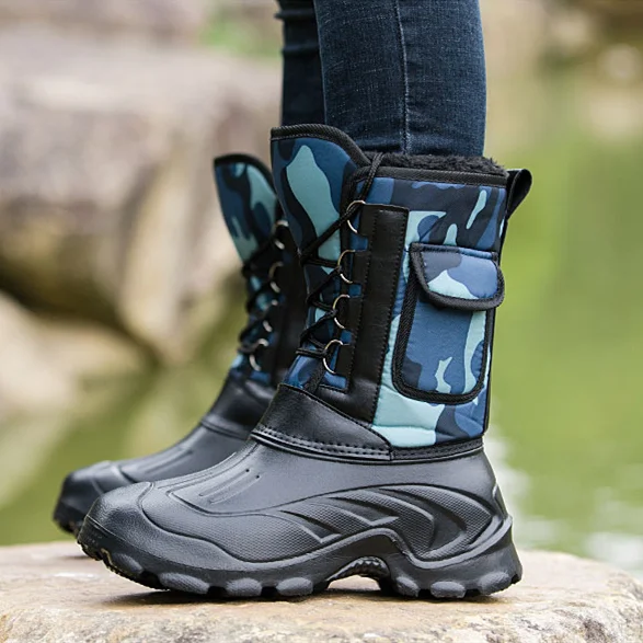 

Snow boots men's winter warm waterproof cotton shoes antiskid fishing shoes winter fishing boots sea fishing boots