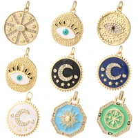 turkish evil blue eye moon star sun charms for jewelry making supplies gold color accessories diy earrings neckalce bracelet cz