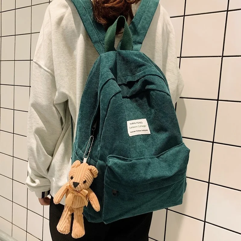 

Женский вельветовый рюкзак в стиле ретро, модные простые вместительные сумки для учебников для старших классов и студентов колледжа