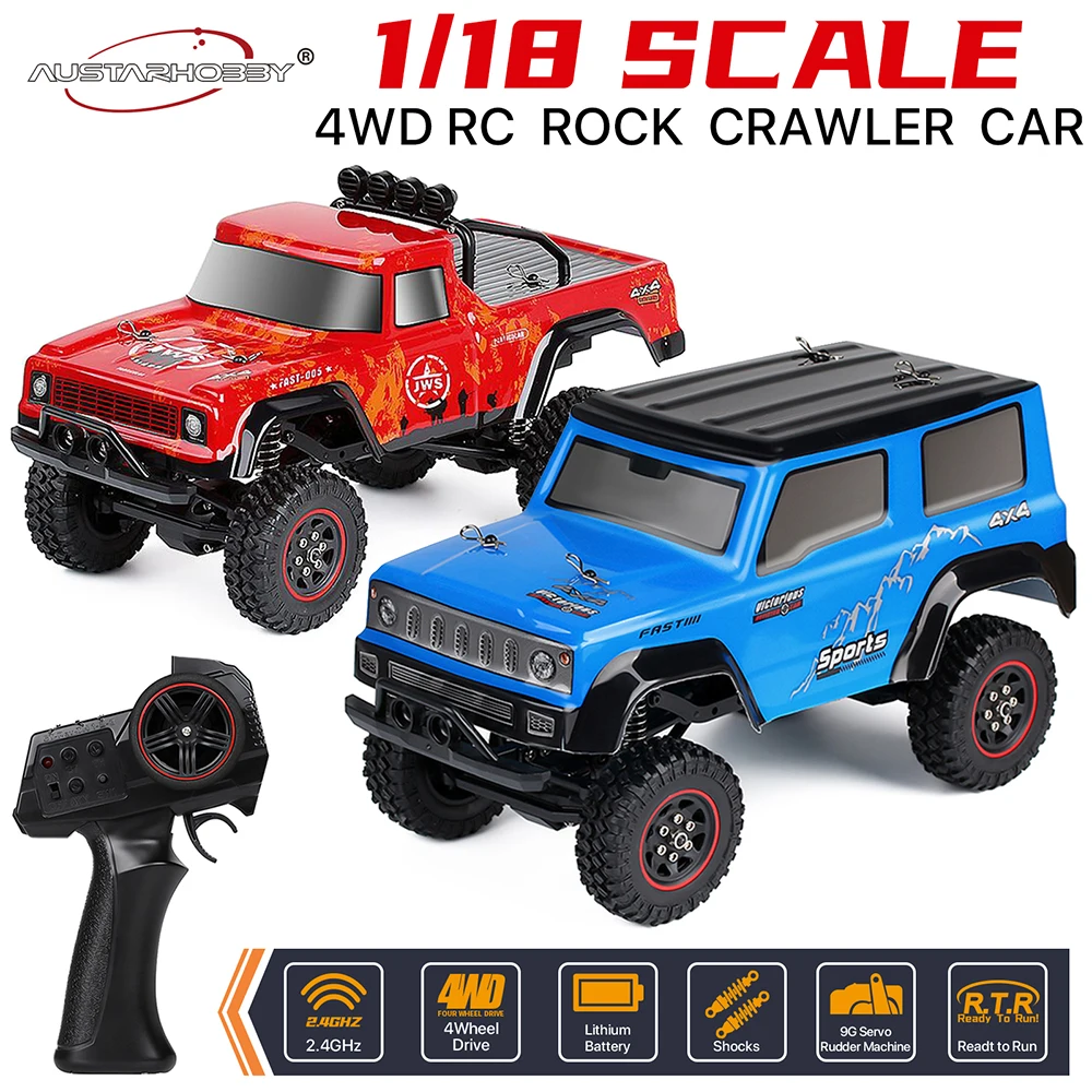 AUSTARHOBBY 1/18 Масштаб 2,4 ГГц 3CH RTR Радиоуправляемый гусеничный автомобиль 4WD внедорожник для скалолазания модель радиоуправляемого вездехода