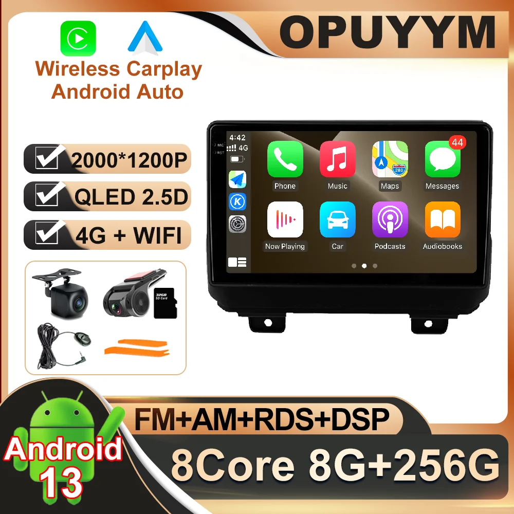 

Android 13 для Jeep Wrangler 4 JL 2018 - 2019 автомобильное радио QLED-навигация GPS BT беспроводное Carplay Автомобильное видео WIFI DSP мультимедиа