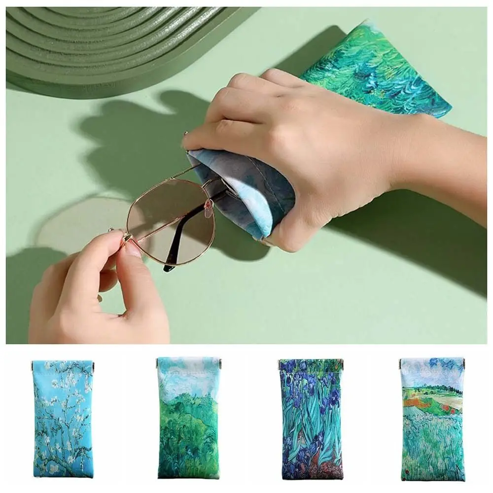 Самозакрывающаяся сумка для очков из искусственной кожи с принтом маленькая