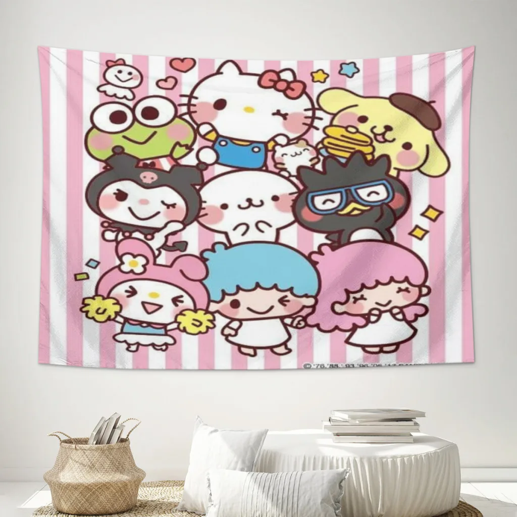Милый аниме Sanrio Hello Kitty Kawaii гобелен украшения для комнаты спальни Настенный декор