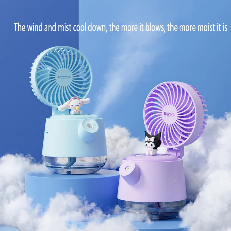 

Fan Kawaii Sanrio Cinnamoroll Kuromi Cartoon Usb Charge Humidifier Fan Night Light Aromatherapy 4 In 1 Intimate Festival Gift