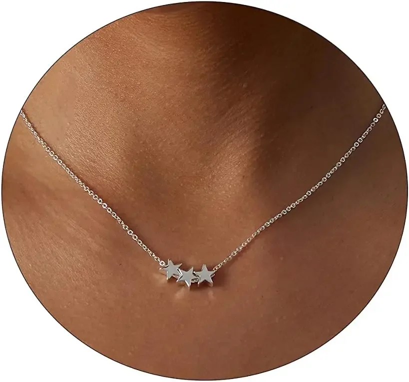 Винтажное серебряное многоуровневое ожерелье со звездой металлическая