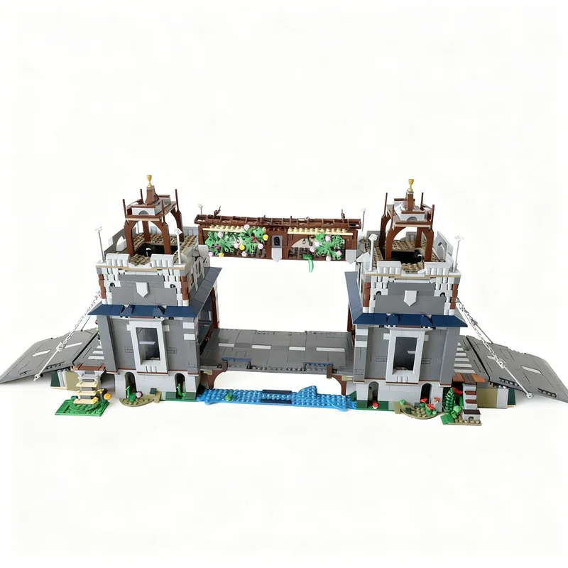 Фото 2086 деталей MOC Creator Creator 3-в-1 Модель моста с башнями, строительные блоки, рождественский подарок, архитектура, креативная идея на день рождения, 3D №4