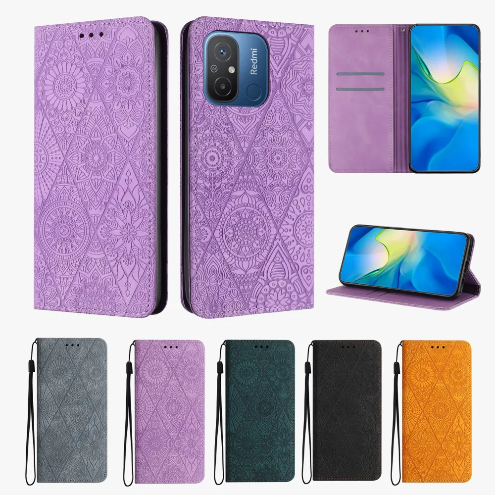 

Magnetic Flip Wallet Case for Redmi Note 12 11s 9 Pro Max 8T 10s 12C 10C 9A 10A 9C 9T A1 Plus Retro Embossed Leather Phone Cover