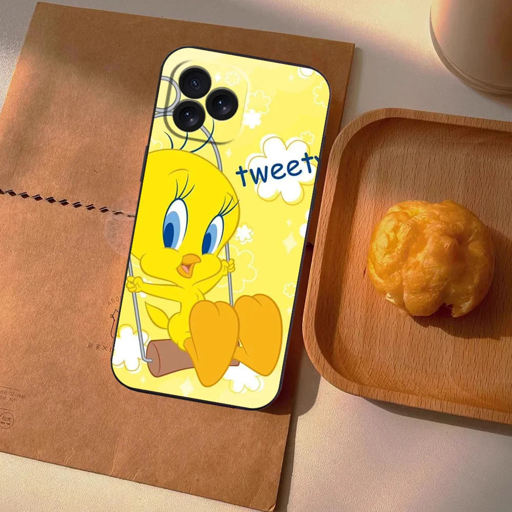 BEAST KINGDOM Cartoon T-Tweety B-Bird Phone Case for iPhone 12 11 13 14 15 16 Max Pro Plus Black Soft Silicone Cover