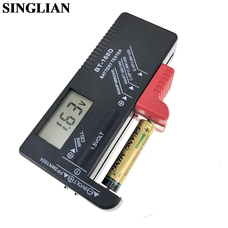 

BT-168D Battery Tester LED Universal Digital LCD Battery Checker Volt Tester Cell AA AAA C D 9V 1.5V Button