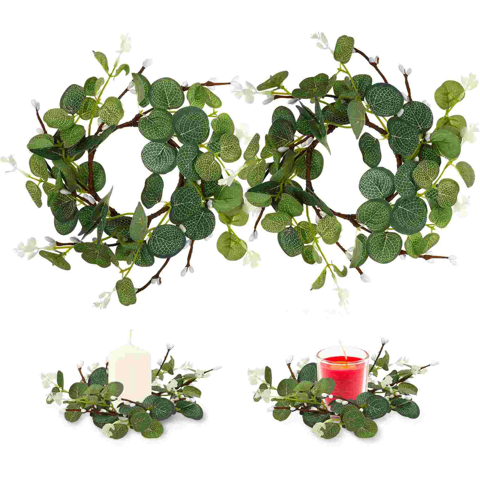 

2 Pc Simulation Vivid Small Wreath, Farmhouse Wreath Eucalyptus Garlands