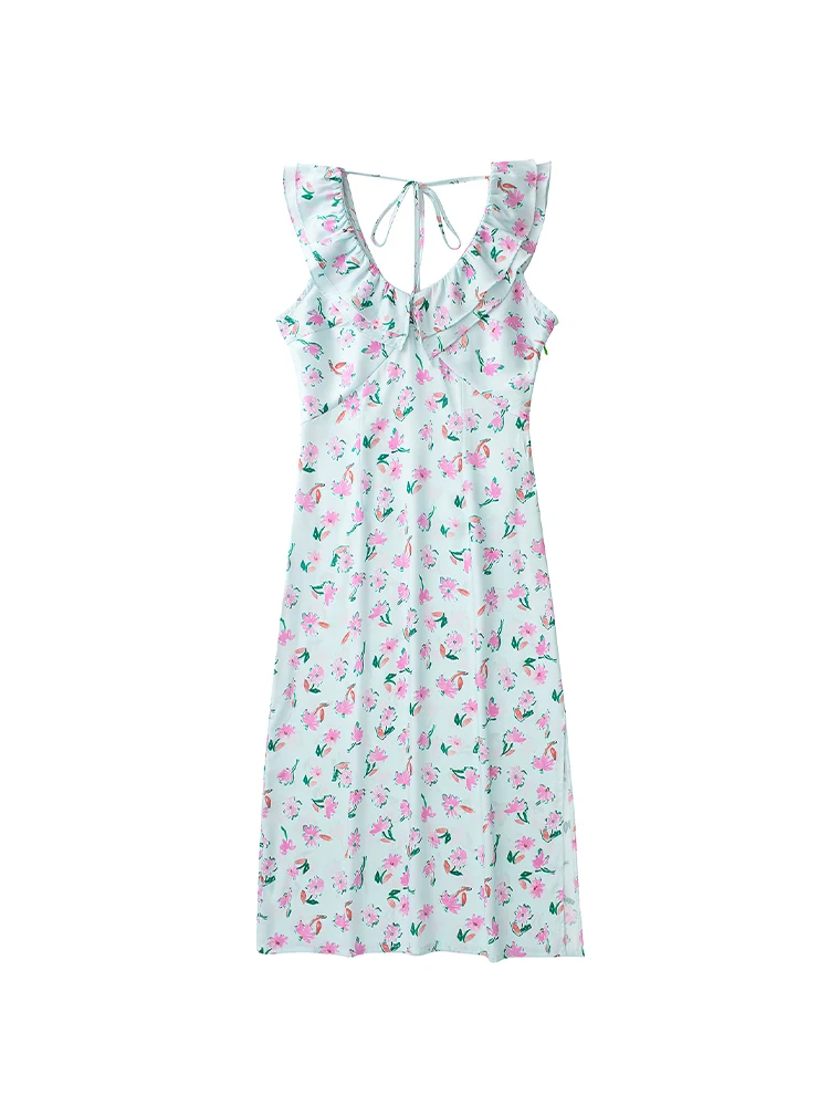 

Женское платье с цветочным принтом PB & ZA2157046, винтажное платье с ламинированным украшением, 2022