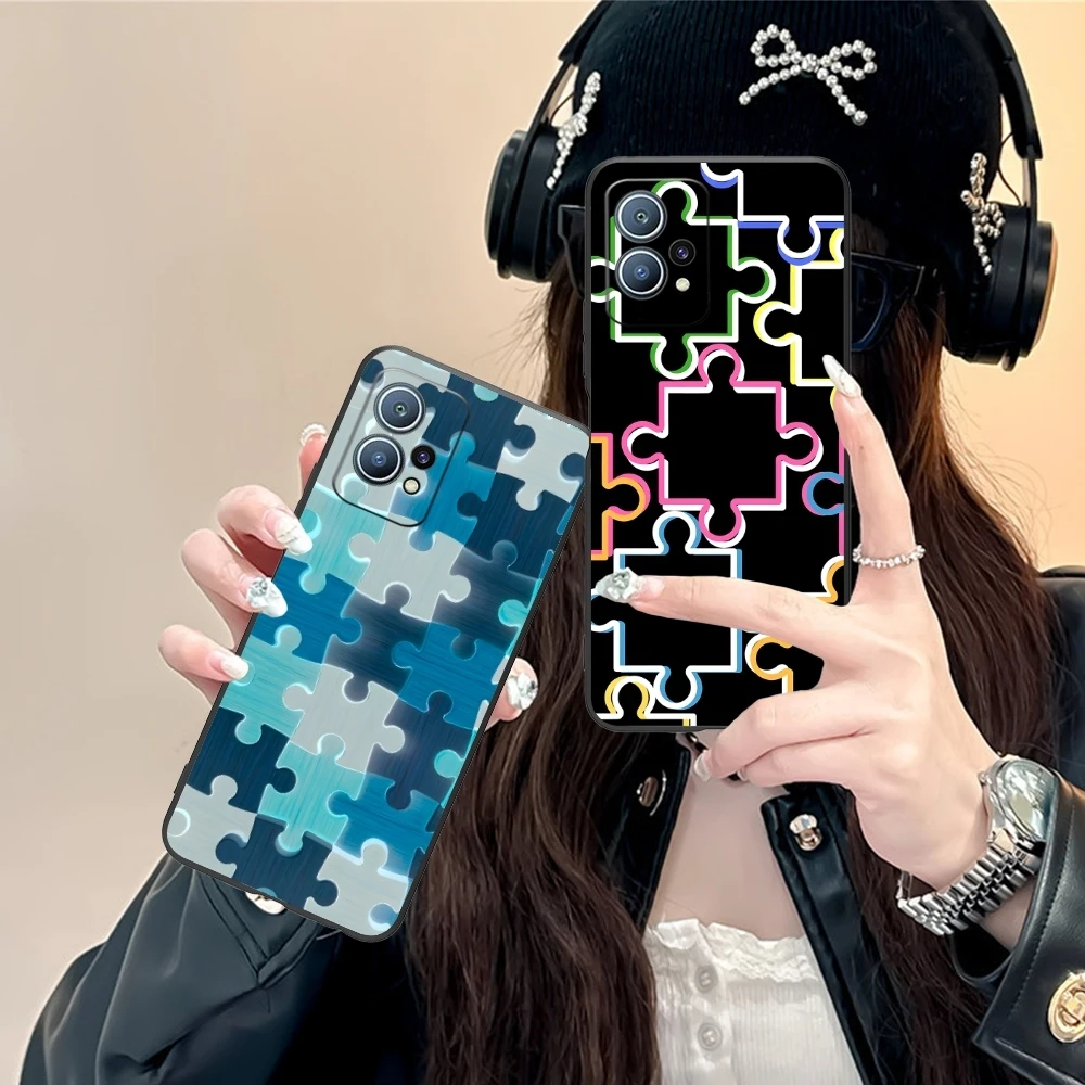 Чехол для мобильного телефона Puzzle Pretty Fashion Huawei P60 P50 P40 P30 P20 P10 P9 P8 Pro Lite Plus черный