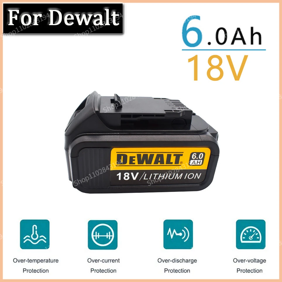 DeWalt 18V 3.0AH/4.0AH/5.0AH/6.0AH rechargeable battery Tools Battery with LED Li-ion Replacement DCB205 DCB204-2 20V DCB206