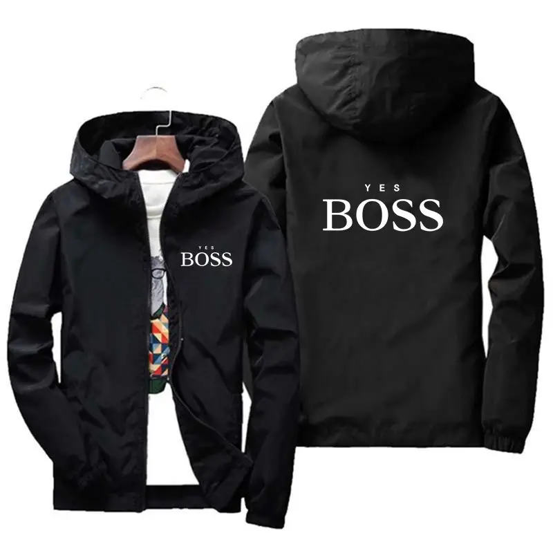 2023 Spring and Autumn Fashion Men's Baseball Jacket Outdoor Adventure Print Windproof Hood Zipper Casual Sports Work Jacket