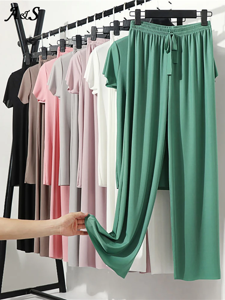 Female Home Clothes 2 Pieces Set Lady Home Suit Summer Women Lounge Wear Autumn Loose Homewear Suit for Women Pajamas Pants Set