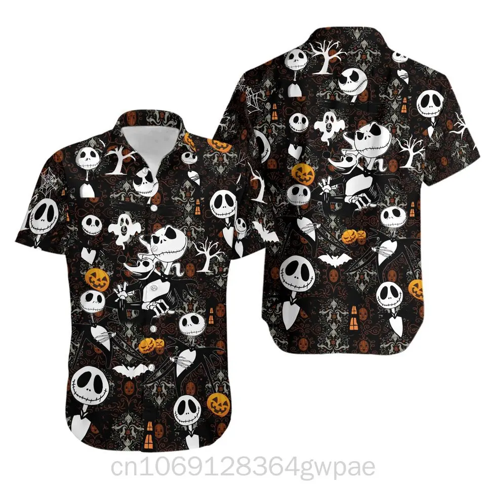 Гавайская рубашка с принтом Кошмар перед Рождеством Джек Скеллингтона Хэллоуин