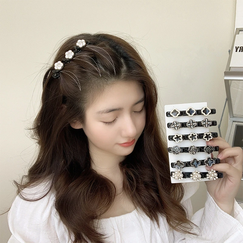 

Double Layer Pearl Hair Clip Barette Hairbands Fashion Rhinestones Headband Hairpins Flowers Women Hair Accessories Styling Tool