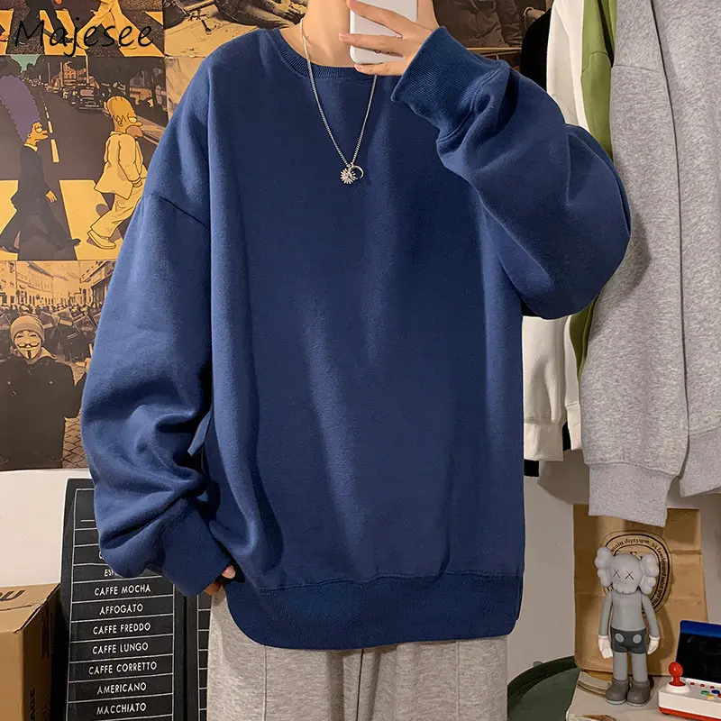 

Solid Sweatshirts Men Simply Ulzzang New Handsome Teens Autumn All-match Casual Streetwear Students BF Japanese Stylish Dynamic