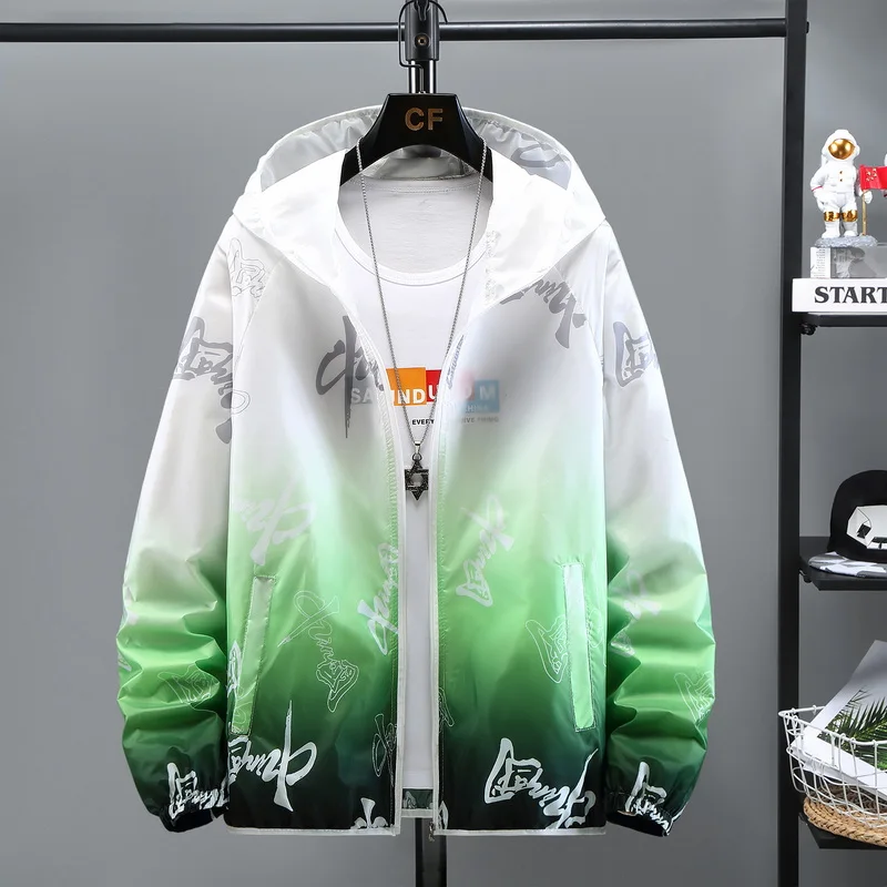 Мужская летняя куртка с капюшоном легкая тонкая ветровка модная Солнцезащитная