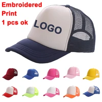 custom logo summer unisex blank mesh caps hats print logo text embroidered foam trucker hat