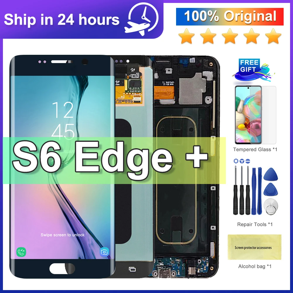 Купи ЖК-дисплей 5, 7 ''для Samsung Galaxy S6 Edge Plus G928 G928F G928G, сенсорный экран с рамкой и дигитайзером в сборе G928T, оригинал за 3,624 рублей в магазине AliExpress