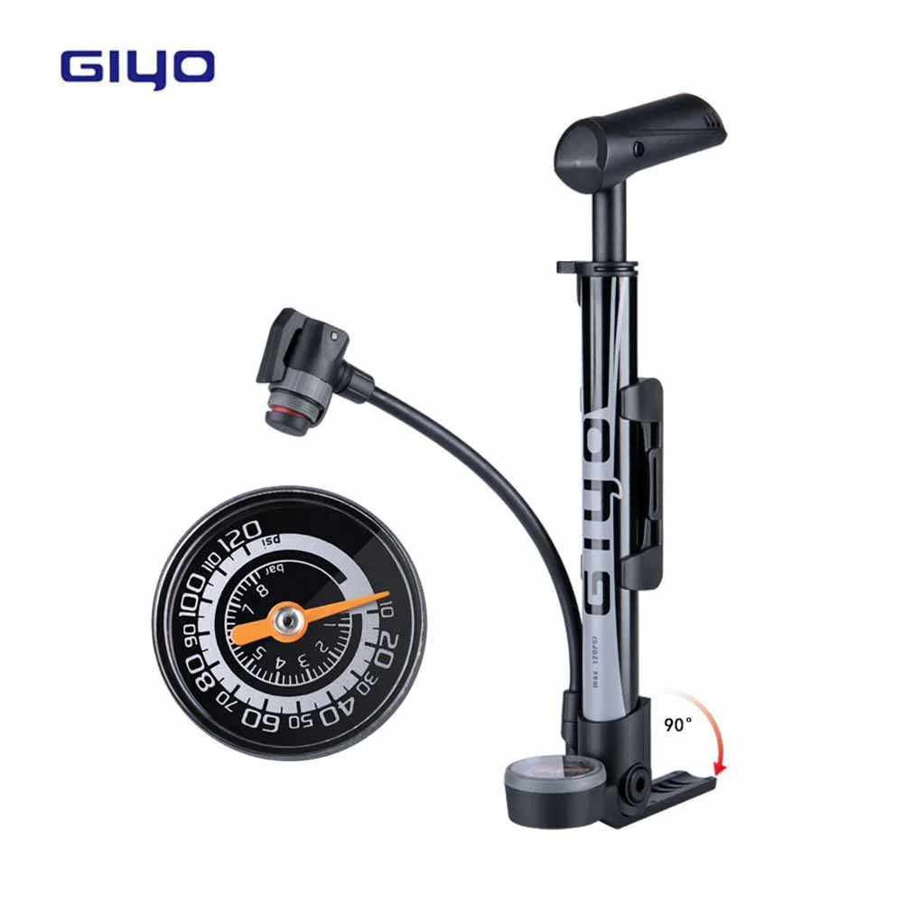 

120 PSI Bicycle Pump With Barometer Gauge Air Pumps Pressure Portable High-pressure MTB Mountain Road Bike Air Pumps