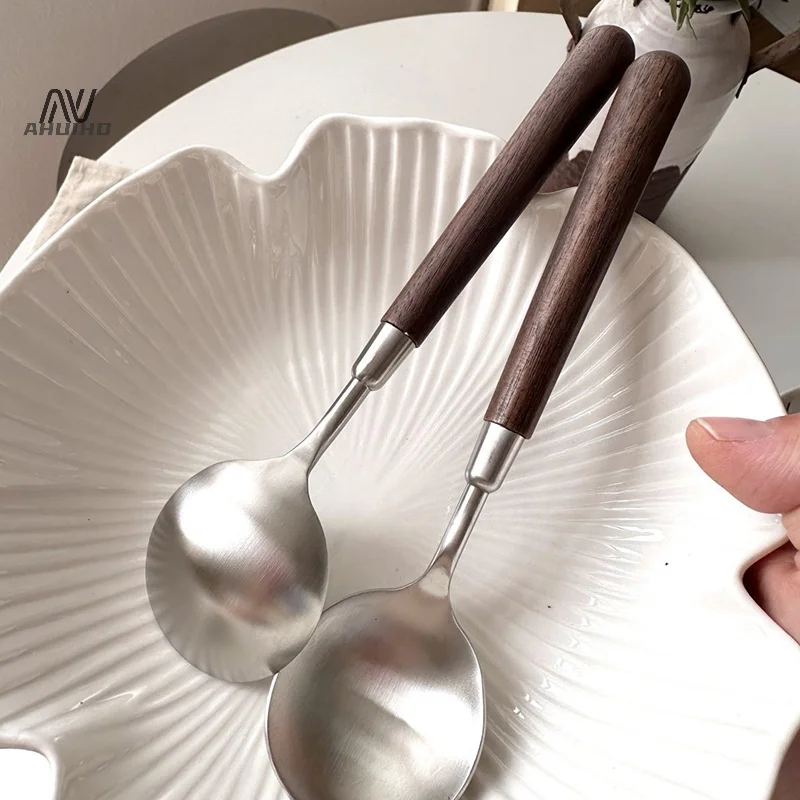 1 шт. винтажные столовые приборы с ручкой из нержавеющей стали 304 плоская