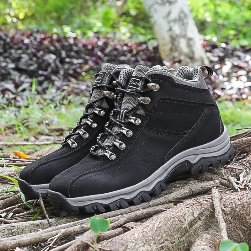 HIKEUP Snow Boots Suede Outdoor Trekking Boots Mountain ClimbingTourist Camping Sneakers High-Top Hiking Shoes Sneaker Men