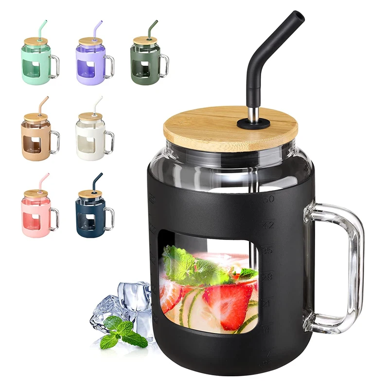 With Handle And Silicone Sleeve Reusable Mug Cup
