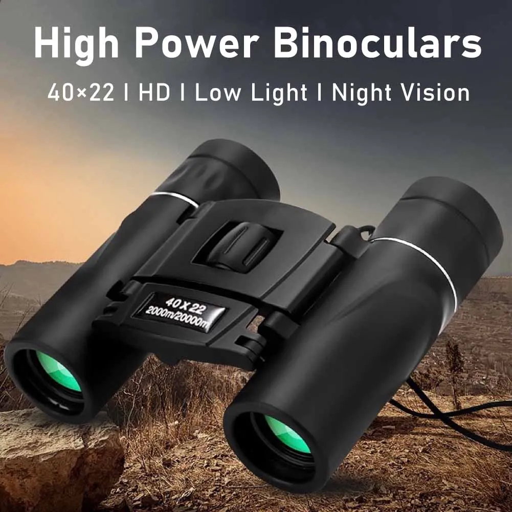 

2023 40×22 HD Powerful Binoculars Low Light Night Vision Long Range Folding Mini Telescope For Outdoor Camping Travel Hunting