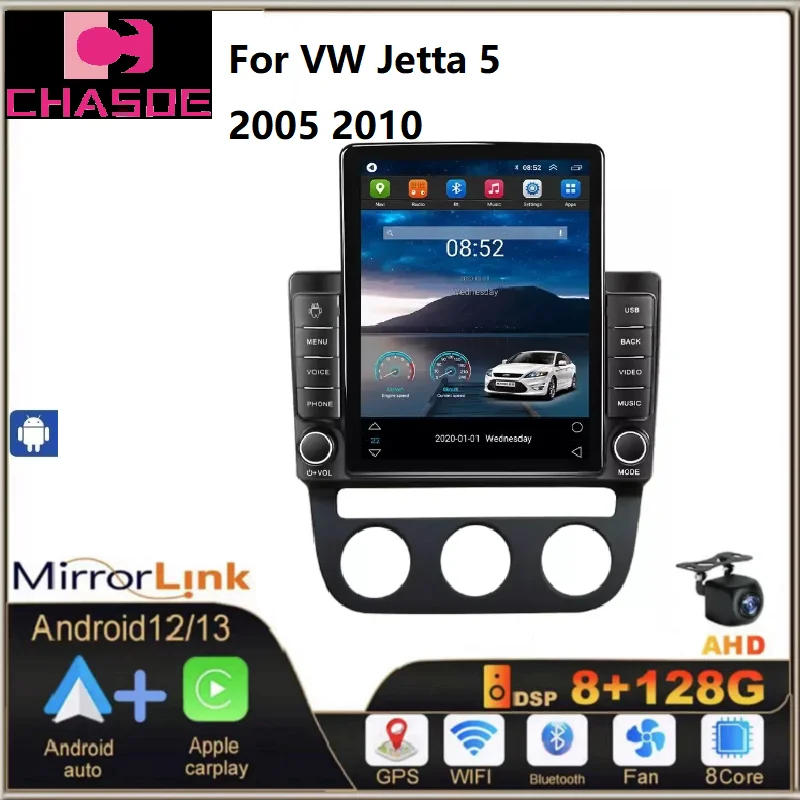 Android13.0 Система 4G Tesla 2.5D экран для VW Jetta 5 2005 2010 RDS DSP SWC Автомобильный радиоприемник