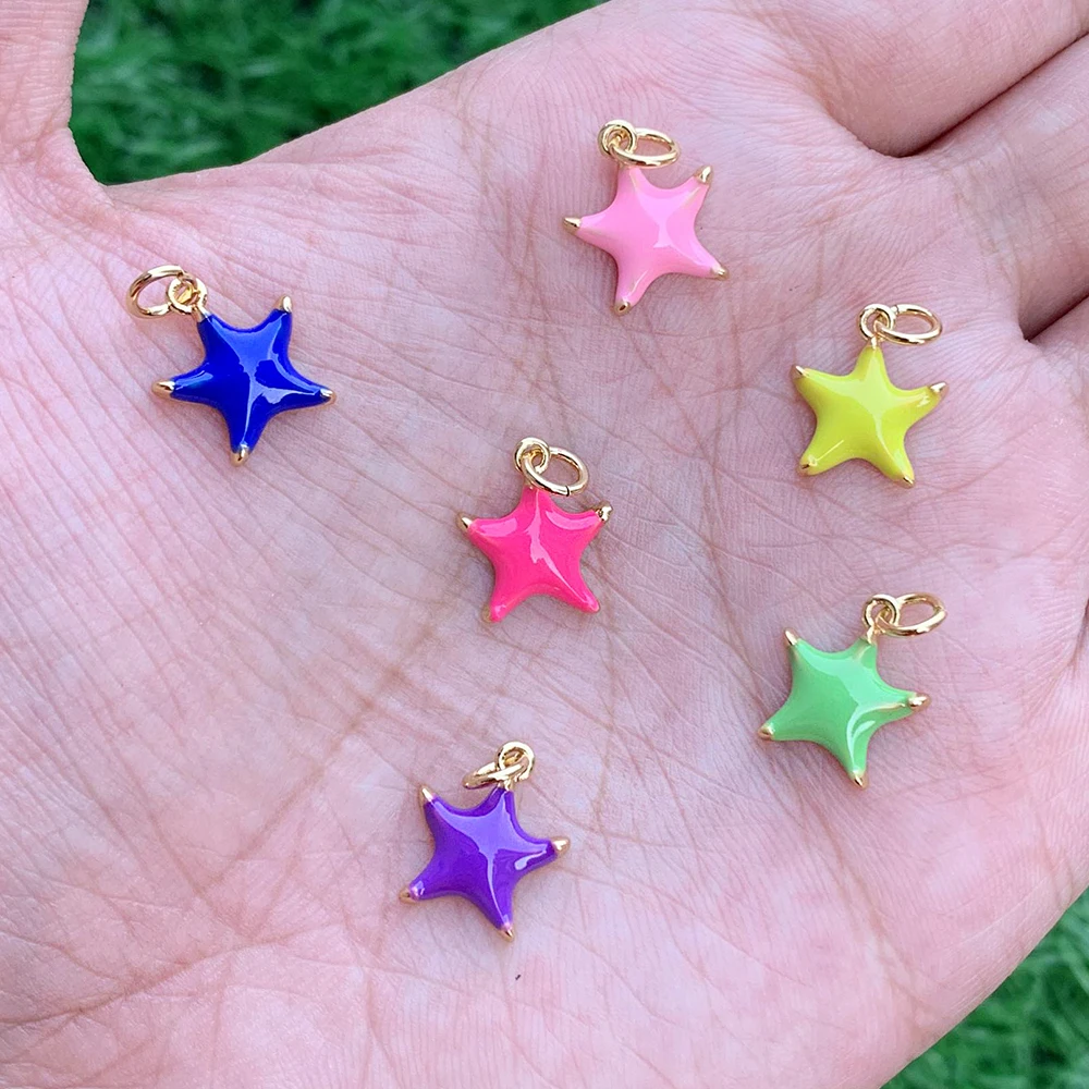 

Vintage Classic Star Starfish Pendant Neon Enamel Gold Plated DIY Making Necklace Bracelet Jewelry Cute Accessories
