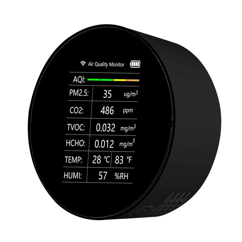 

CO2 Meter PM2.5 TVOC CO2 HCHO Temperature Humidity AQI Detector Air Quality Monitor CO2 Sensor Analyzer