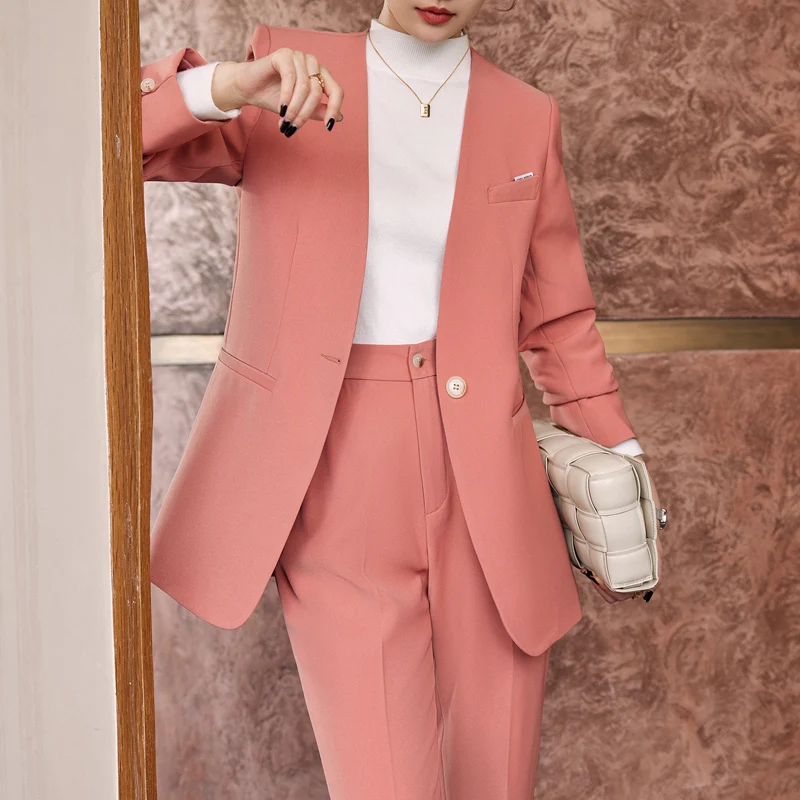 Superior Quality  Spring Formal Ladies Fashion Blazer Women Business Suits with Sets Work Wear Office Casual  Pants Jacket  Suit