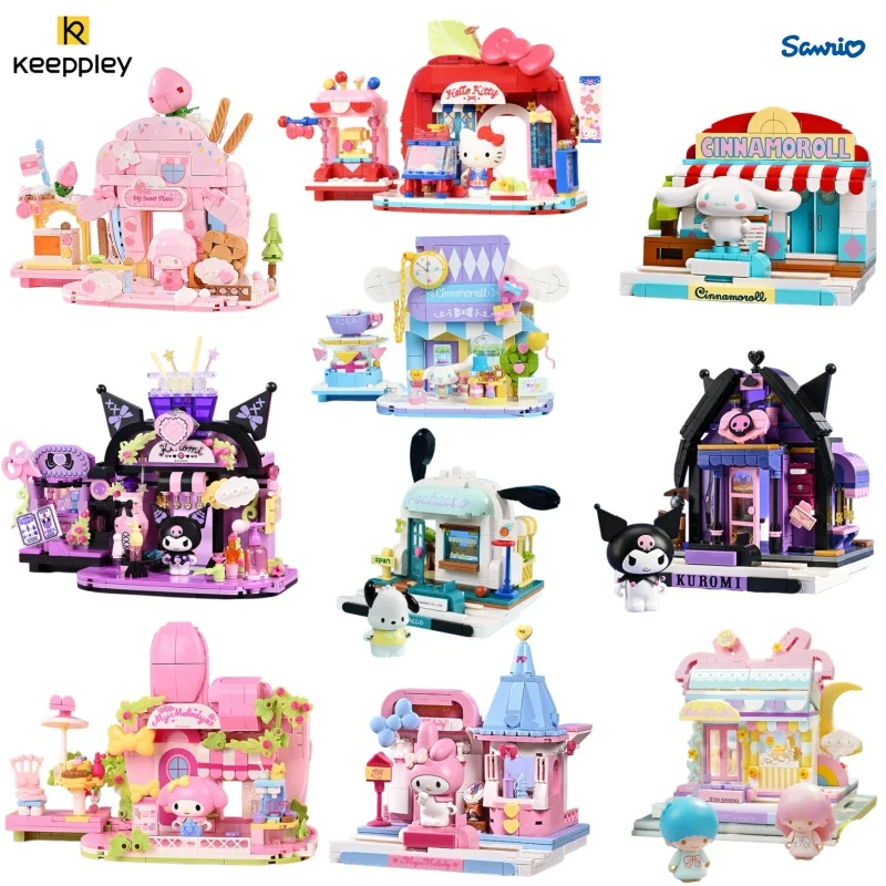 Фото Конструктор Keeppley Sanrio Family Series: Модели уличных сцен для сборки (Куроми, Синаморолл, Хелло Китти) – Игрушки-украшения, подарки для детей №1