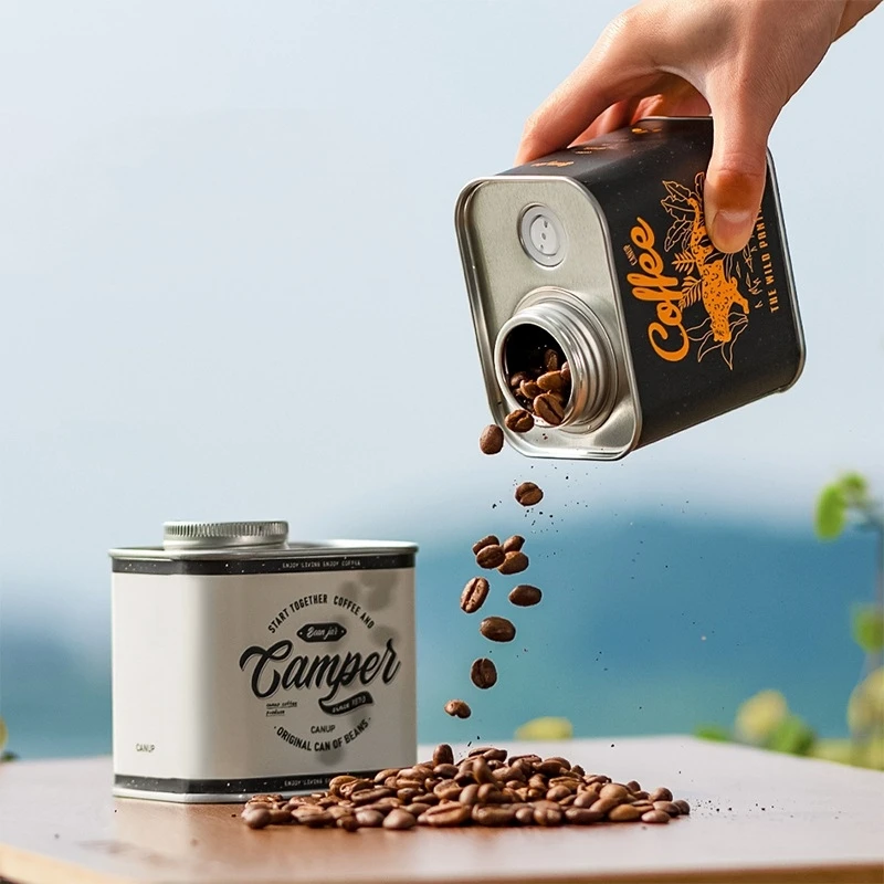 

Coffee Bean Airtight Cans Outdoor Camping Tin Box Food-grade Packaging Storage Fresh Breathing Iron Cans
