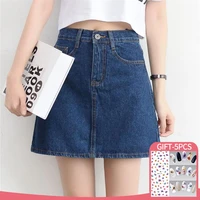 sexy women denim mini skirt fashion summer high waist korean black skirt blue package hip jeans harajuku skirt plus size cotton