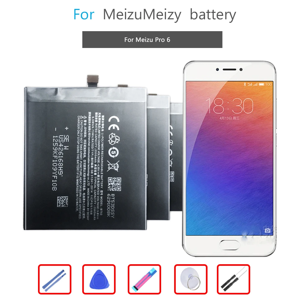 

2560mAh BT53 BT53S Battery for Meizu PRO 6 / Pro 6s / PRO6s pro6 Mobile Phone