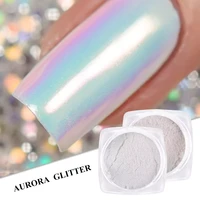 1 box aurora glitter powder nail art shimmer mirror pearl shell chrome pigment gel polish rubbing dust accessories fbb01 07