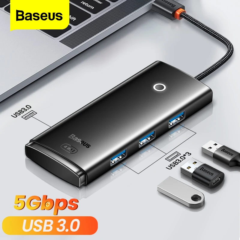 

USB-концентратор Baseus с 4 портами типа C на USB 3,0, высокоскоростной USB-разветвитель для Macbook, iPad pro, Samsung, Huawei